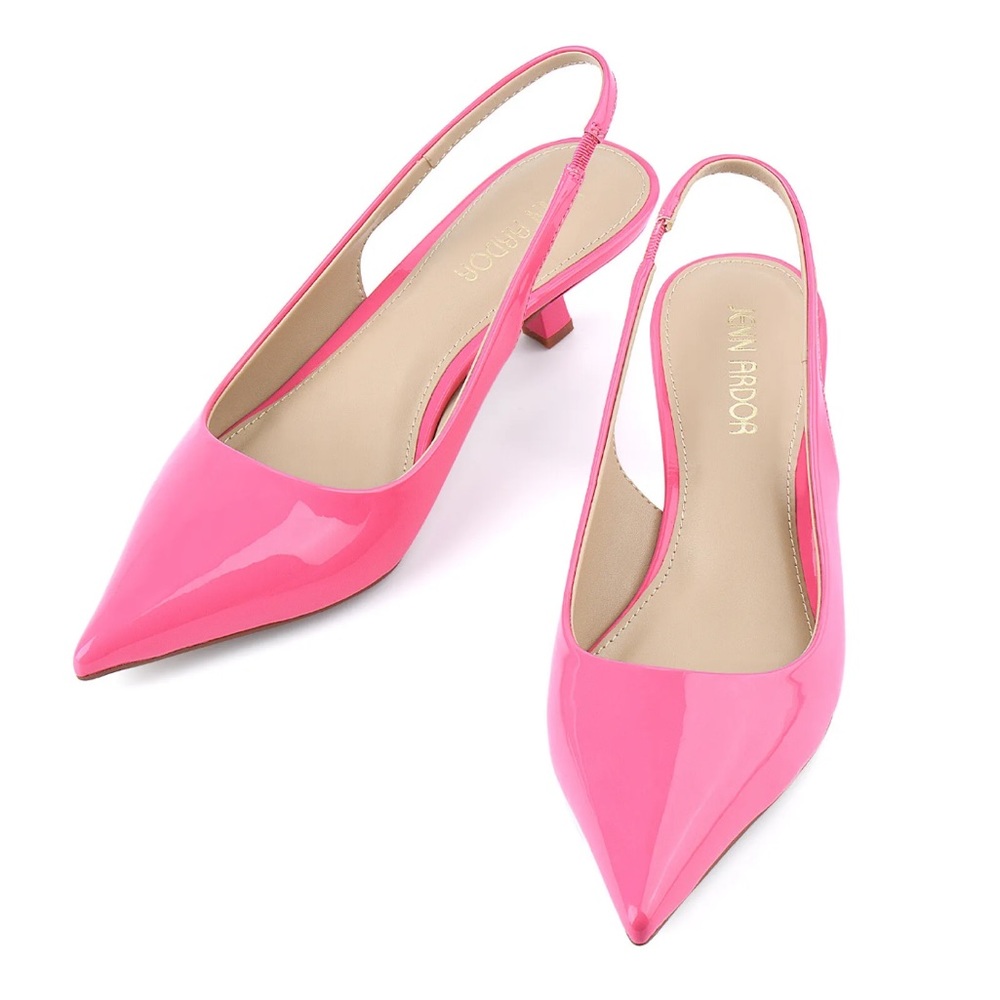 JENN ARDOR Women's Slingback Kitten Heel Pointed Toe Dress Pumps Party Shoes NEW